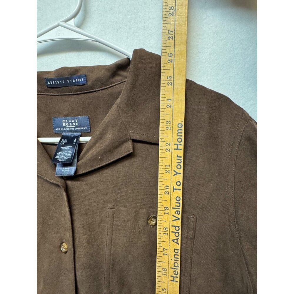 Crazy Horse By Liz Claiborne Womens Brown Button-Up Long Sleeve Shirt L - Picture 6 of 8